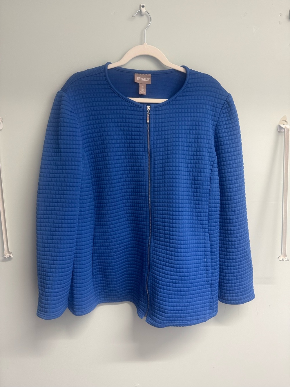 Chico's Vibrant Cobalt Quilted Zip Jacket